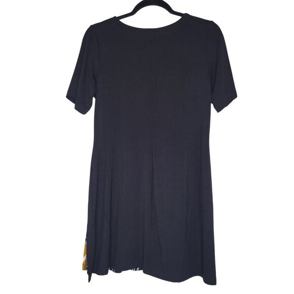 Luc Fontaine Mini Dress Size 8 Black Graphic Print Stretch Art To Wear Tunic - Picture 2 of 7